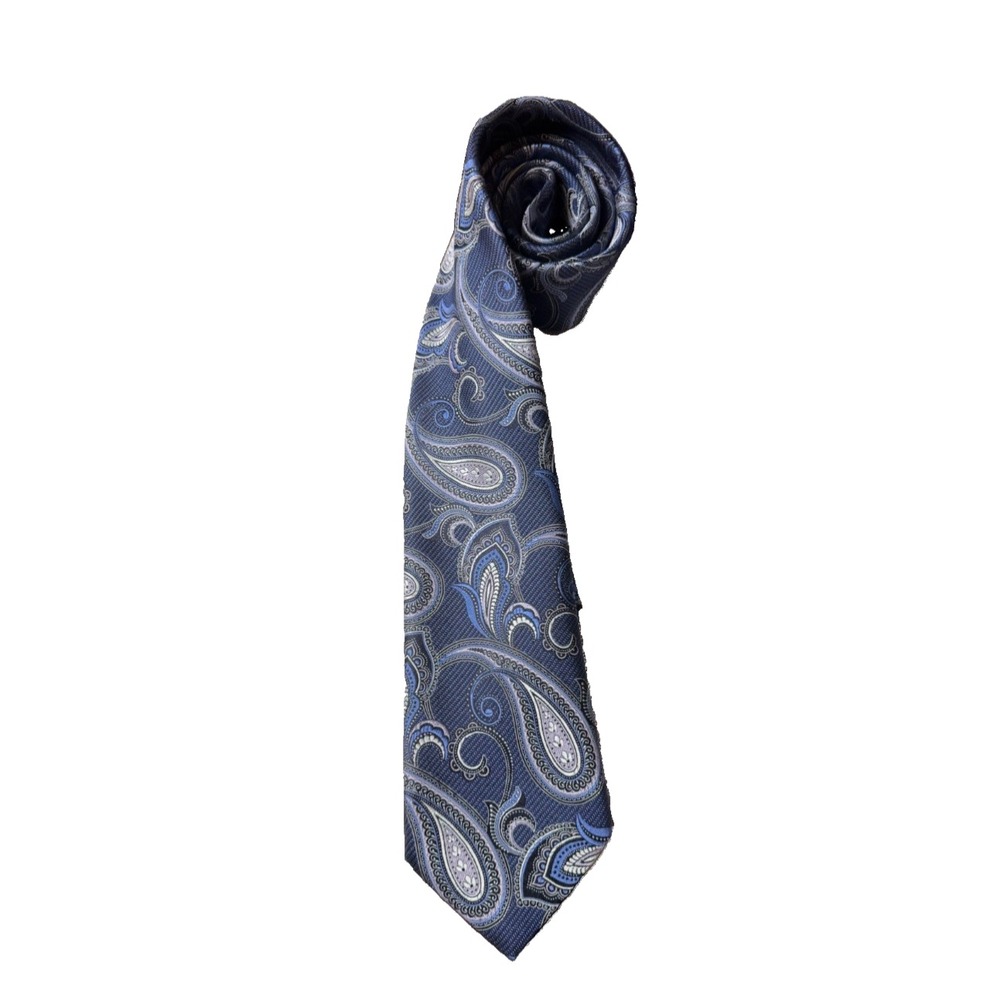 Ermenegildo Zegna Mens Blue Paisley 100% Silk Italian Jacquard Business Tie
